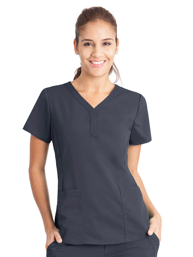 Purple Label by Healing Hands Women's Jane Y-Neck Solid Scrub Top (CCHN) | 2167