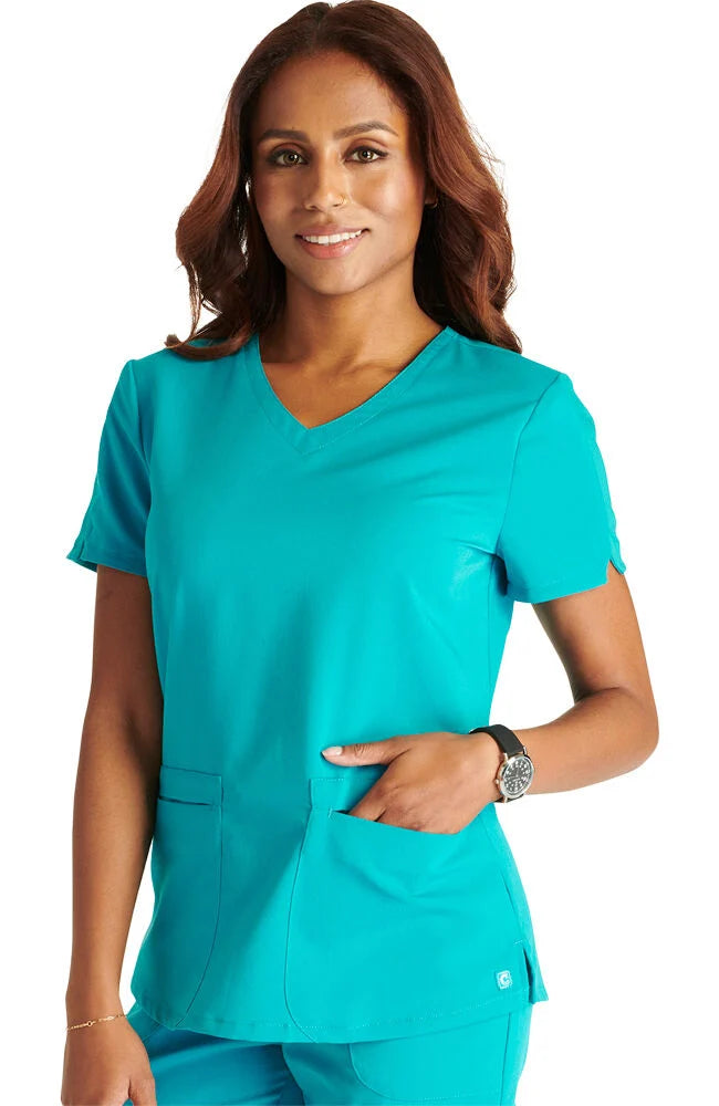 Cherokee Atmos Women's V-Neck 2-Pocket Solid Scrub Top (CCHN) | CK837A