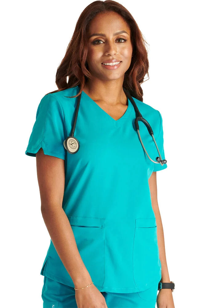 Cherokee Atmos Women's V-Neck 2-Pocket Solid Scrub Top (CCHN) | CK837A