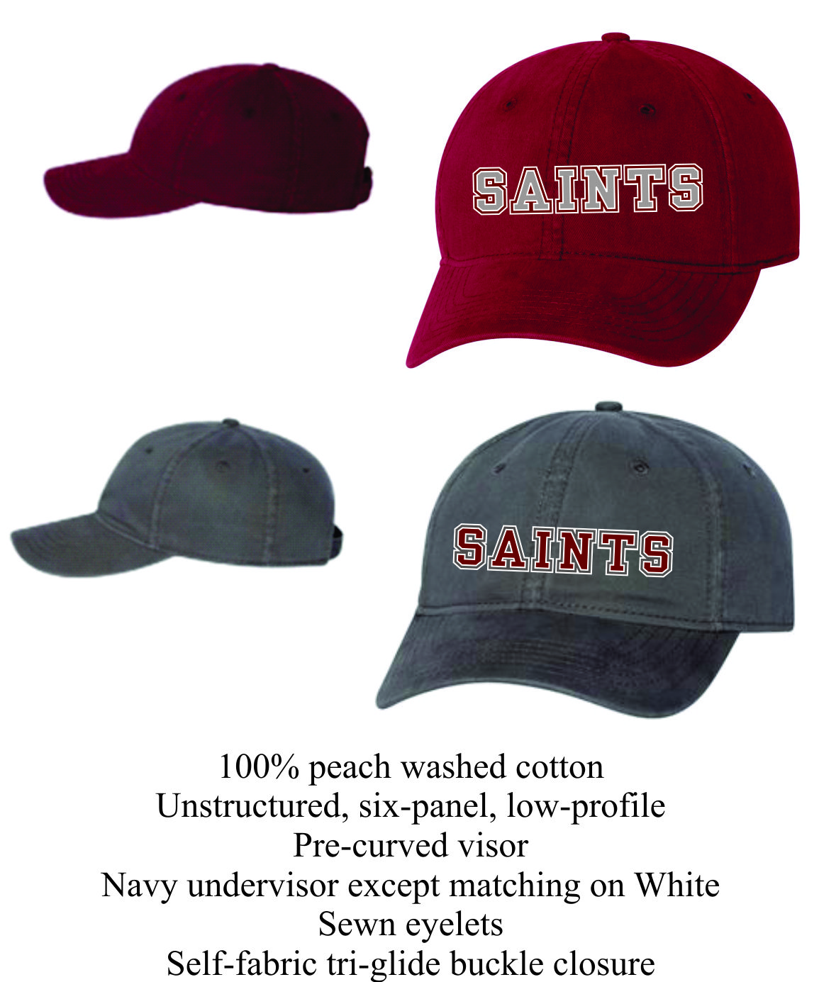 Maroon or Gray Ball Cap w/ Saints Logo