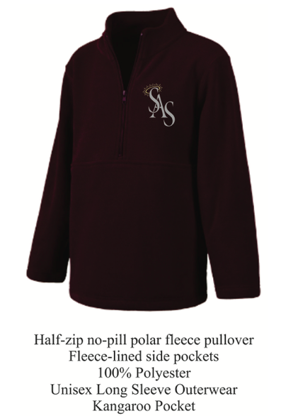 Fleece Pullover Half Zip Gray/Maroon w/ SAS Logo