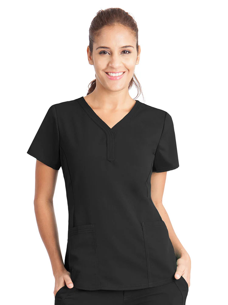 Purple Label by Healing Hands Women's Jane Y-Neck Solid Scrub Top (CCHN) | 2167