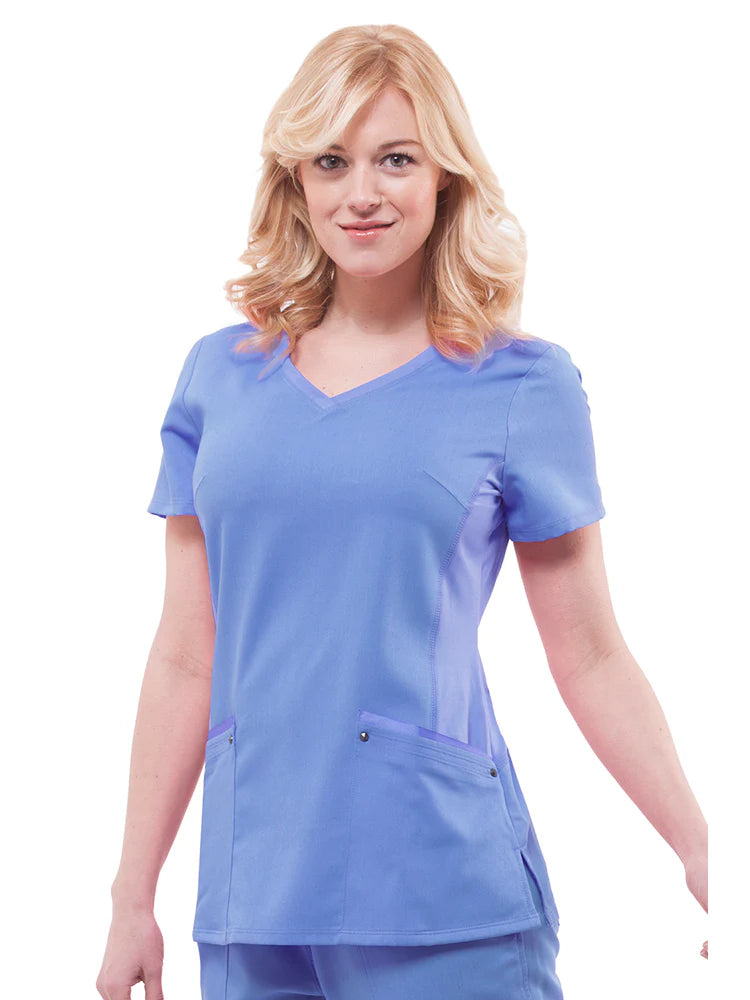 Purple Label by Healing Hands Women's Juliet V-Neck Yoga Scrub Top (CCHN) | 2245