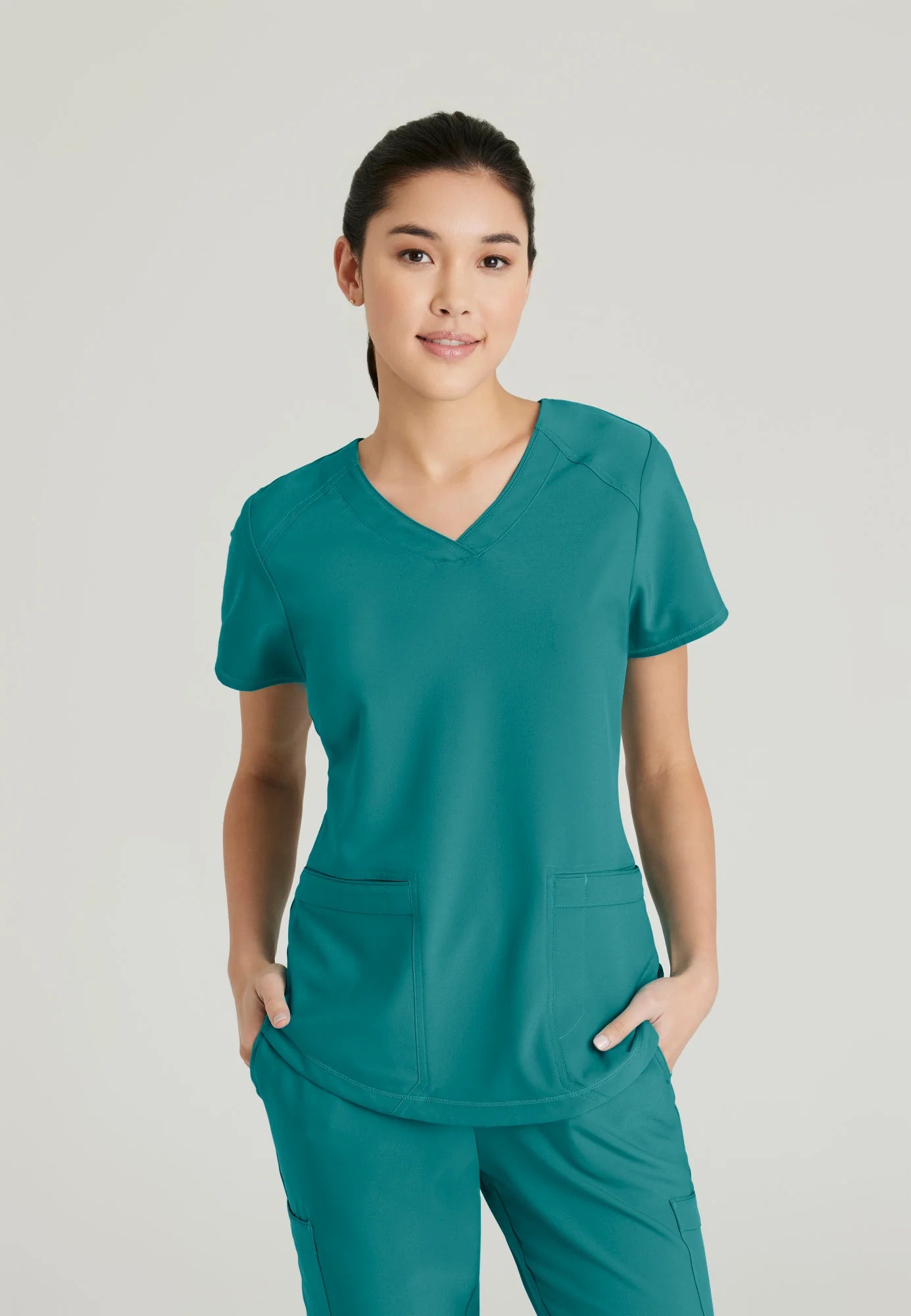 Grey's Anatomy Evolve Rhythm Women's V-Neck 2-Pocket Solid Scrub Top (CCHN) | GSST180