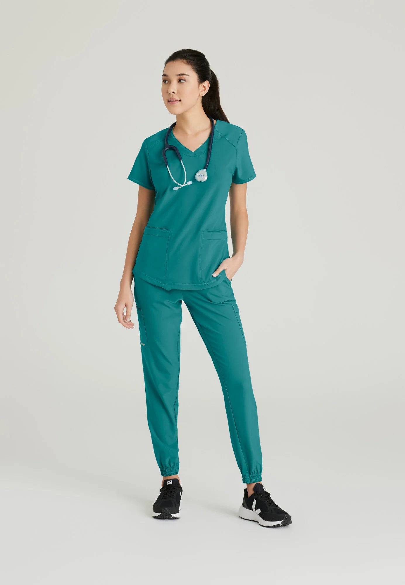 Grey's Anatomy Evolve Rhythm Women's V-Neck 2-Pocket Solid Scrub Top (CCHN) | GSST180